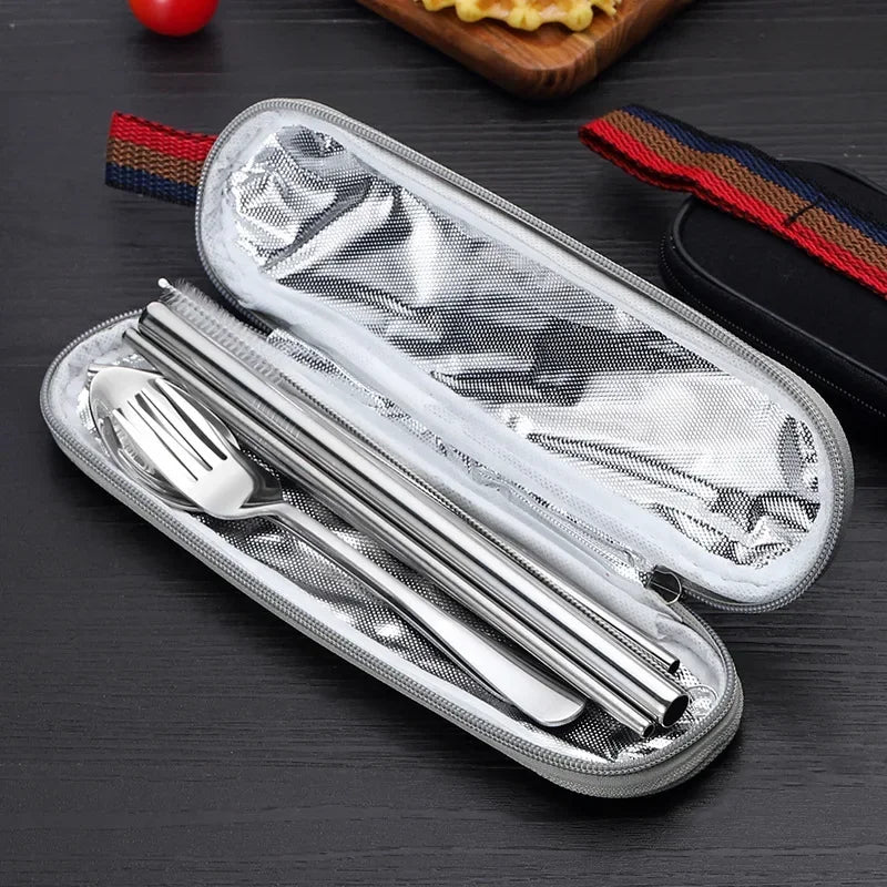 8-Piece Stainless Steel Travel Cutlery Set with Portable Case Travel Cutlery Set Oasis Select