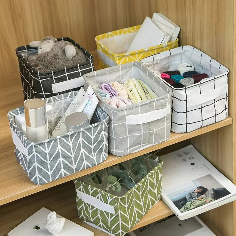 Linen Desktop Storage Basket Sundries Toy Storage Box Laundry Basket Underwear Cosmetic Organizer Office Stationery Organizer Oasis Select