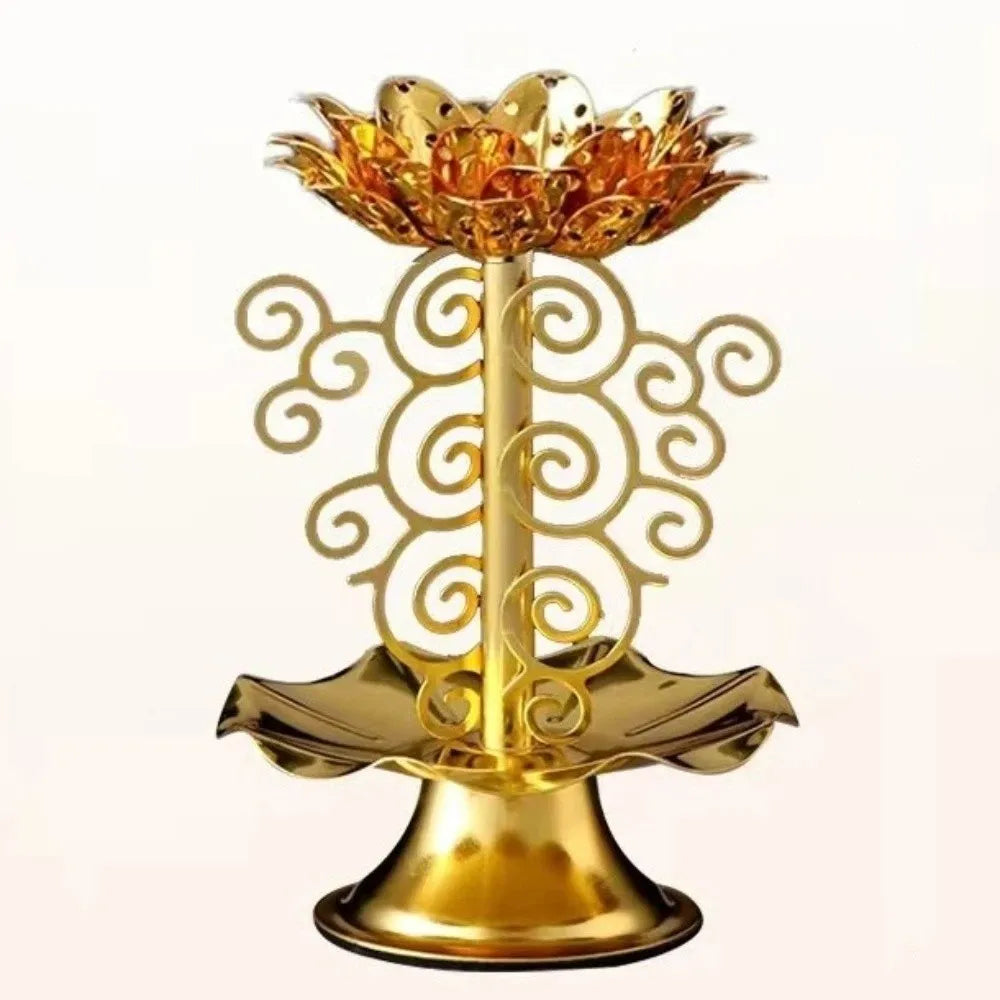 Retro Lotus Tealight Holder | Gold Alloy Metal Candlestick