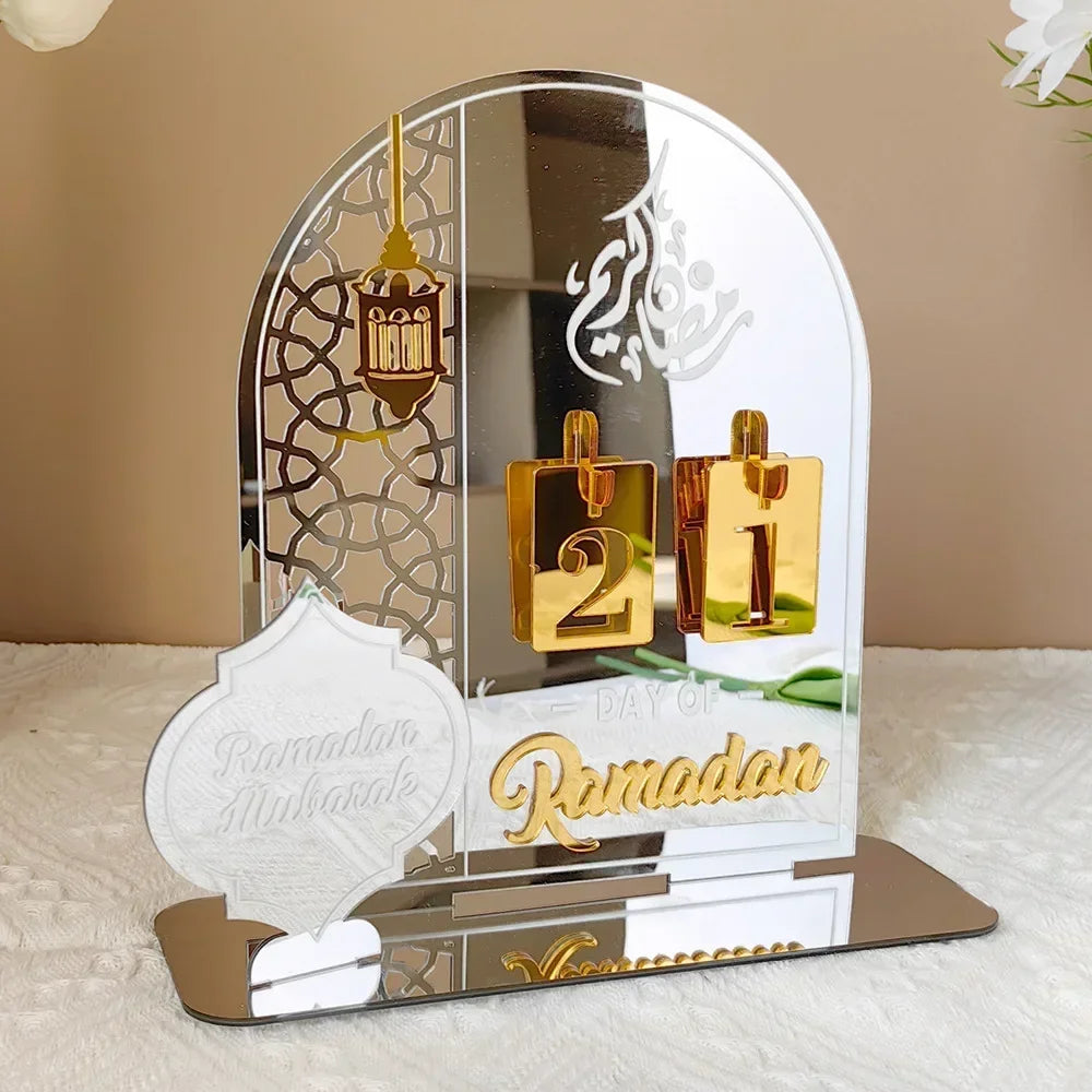 Acrylic Ramadan Countdown Calendar Gifts Day of Ramadan Calendar with Replacing Number 2025 Eid Mubarak Home Decoration Ornament Oasis Select Silver