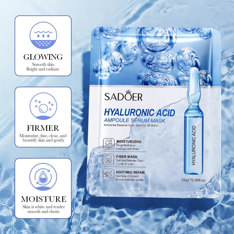 SADOER Hyaluronic Acid Face Masks 10-Pack – Firming & Hydrating Hydrating Face Mask Oasis Select