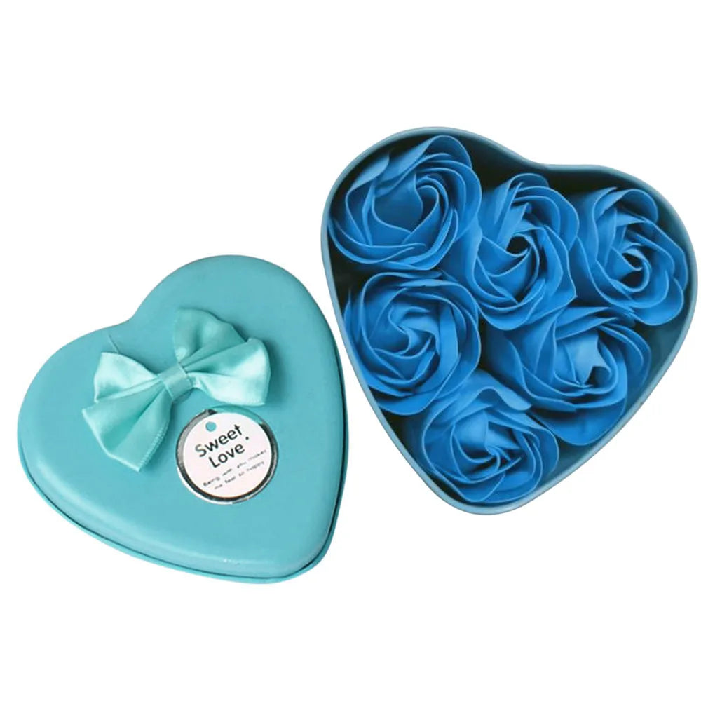 6Pcs Heart Scented Bath Body Petal Rose Flower Soap Wedding Decoration Gift Best Pink Blue Purple Red Four Color Soap Oasis Select