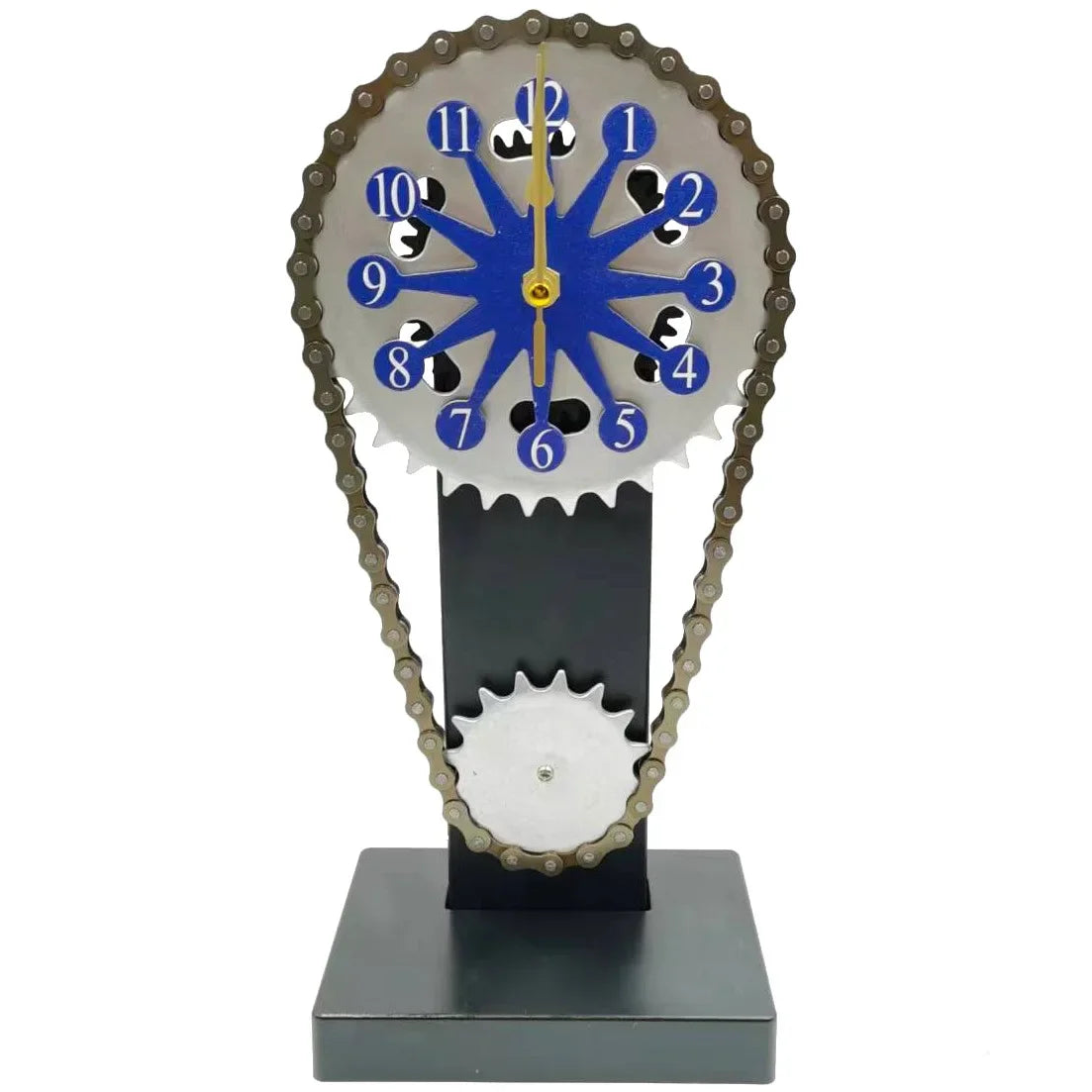 Creative Mechanical Rotation Gear Chain Clock Desktop Decoration Home Fashion Decoration Light Luxury Clock Retro Clock Oasis Select Blue