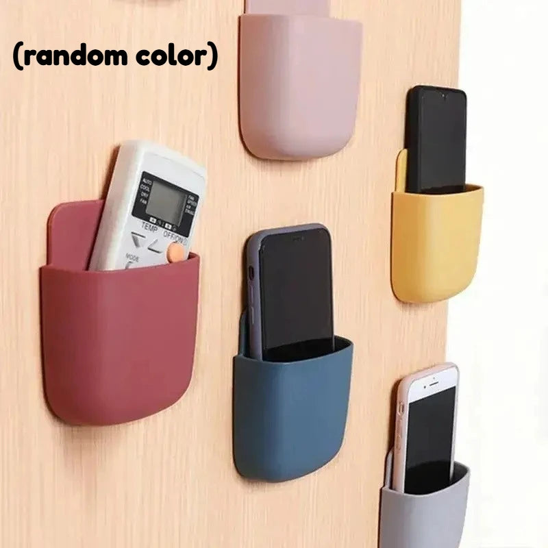2pcWall Mounted Storage Box Mobile Phone Charging Holder Stand Rack Remote Control Storage Organizer Case For Air Conditioner TV Oasis Select random color 2pcs