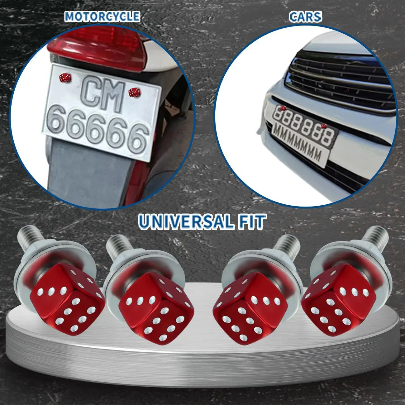 Dice card car license plate screw fastener set car license plate bolt decoration stainless steel aluminum alloy Oasis Select