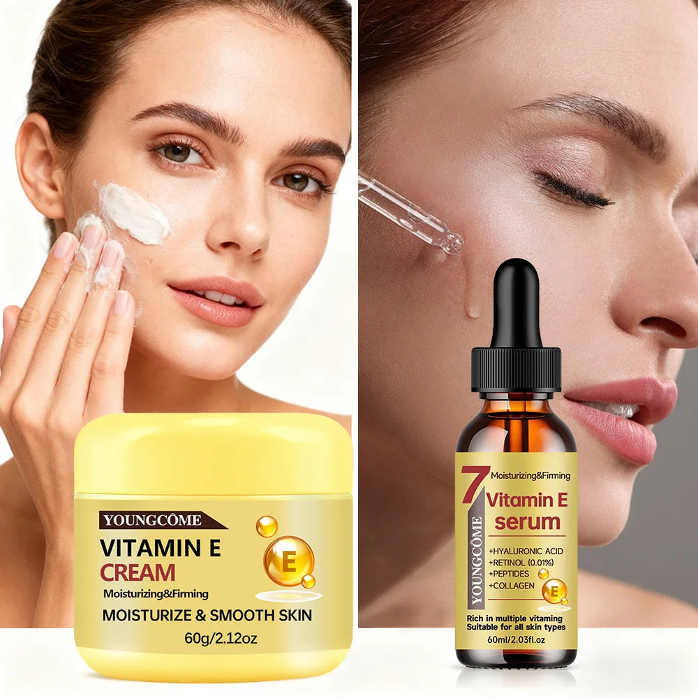 YOUNGCOME Vitamin E Cream & Serum Set – Hydrating Face Care Face Cream & Serum Set Oasis Select