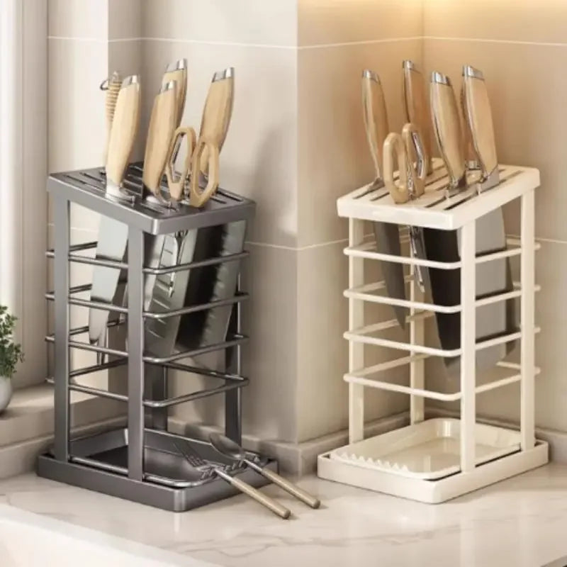 Kitchen Countertop Companion: Multi-function Dish Rack, Knife Holder and Tool Storage with Drain Tray Oasis Select
