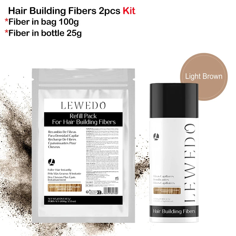 LEWEDO Keratin Hair Building Fiber Powder Kit & Refill Bag