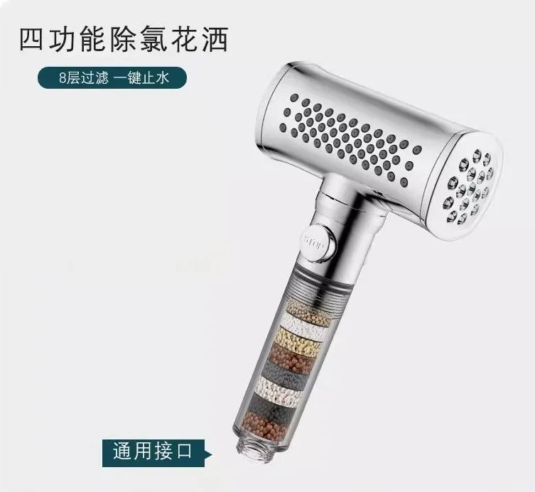 New 5 Modes Hammer High Pressure Water Saving Filter Shower Head Beauty Massage Shower Stress Reliever Bathroom Accessories Set Oasis Select Sliver Shower
