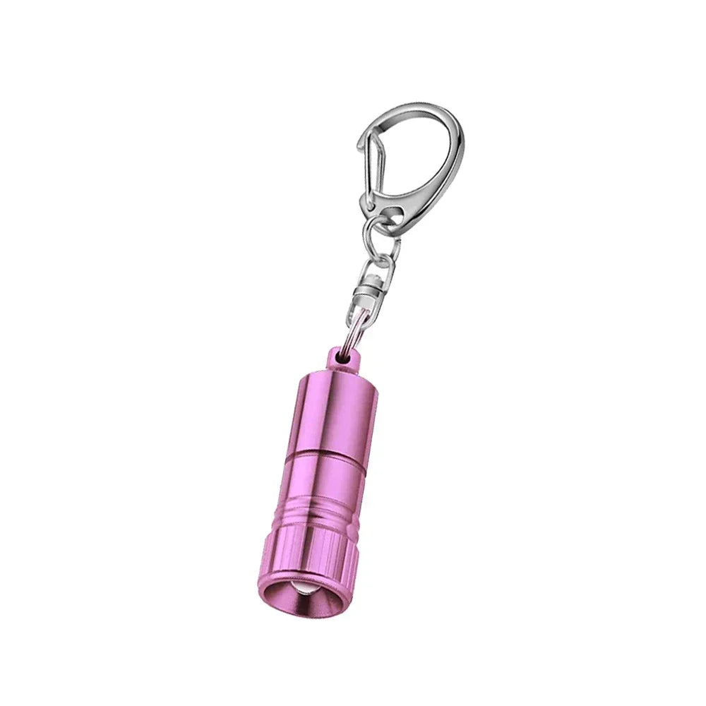 Mini LED Flashlight Pocket-sized Emergency Light Key Ring Flashlight Keychain Lights Small Torch with Button Battery Oasis Select pink