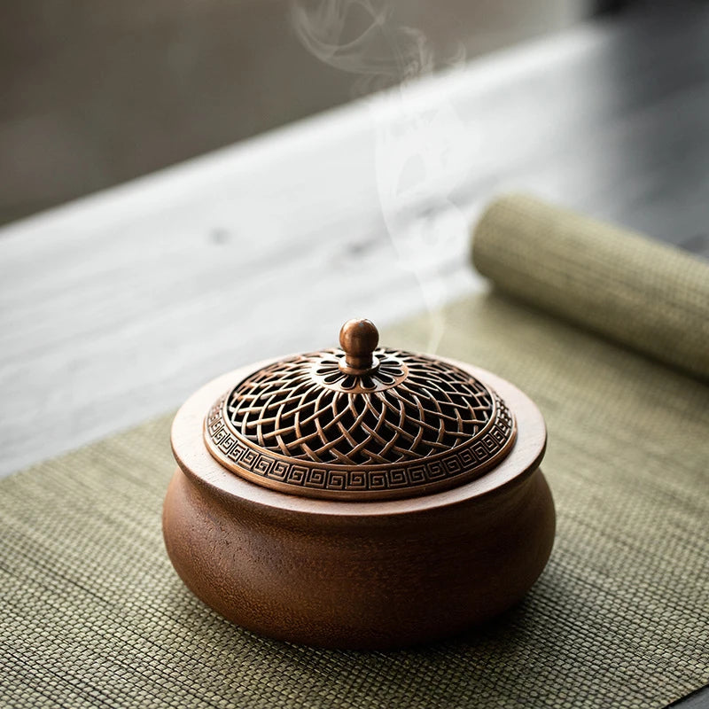 Walnut Wood Solid Wood Incense Burner Chinese-style Retro Household Incense Burner Base Creative Sinking Incense Burner Oasis Select