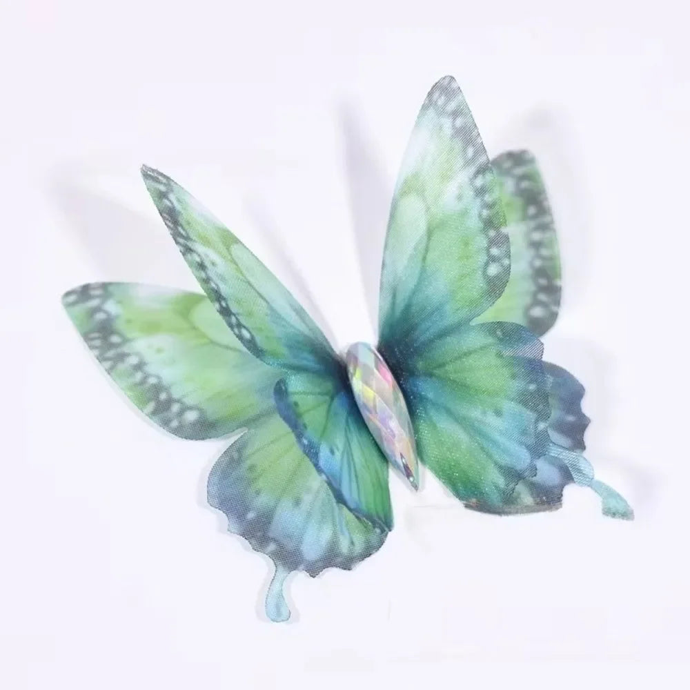 50Pcs 3D Organza Fabric Butterfly Appliques Double-layer Gradient Color Simulation Mesh Butterfly Patch Translucent Oasis Select 2-04