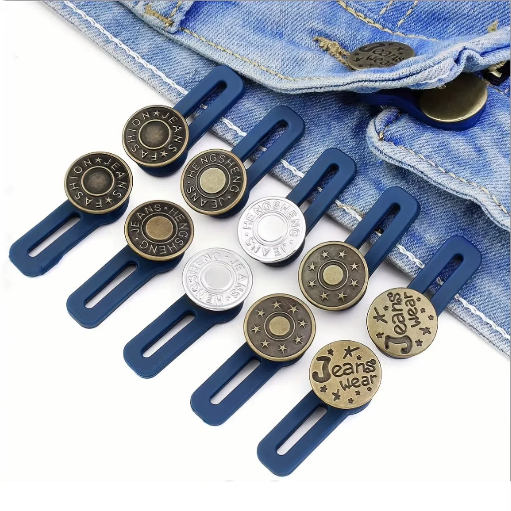 5/10pcs Metal Button Extender Perfect To Any Jeans Pants Free Sewing Retractable Jeans Waist Button Extended Buckles Fixing Kit Oasis Select 10pcs