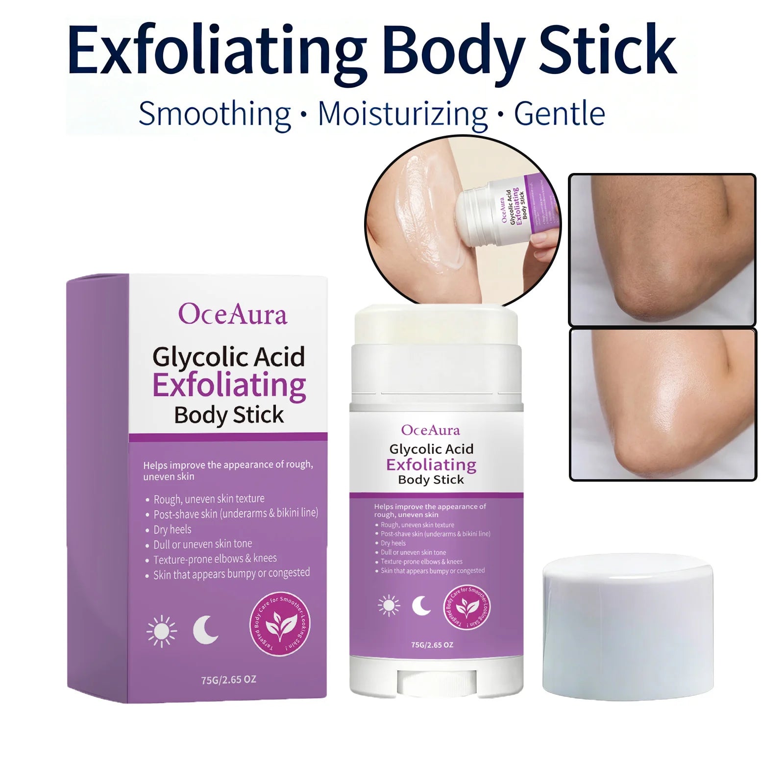 OceAura AHA BHA Exfoliating Body Stick – Shea Butter 75g Body Exfoliator Stick Oasis Select