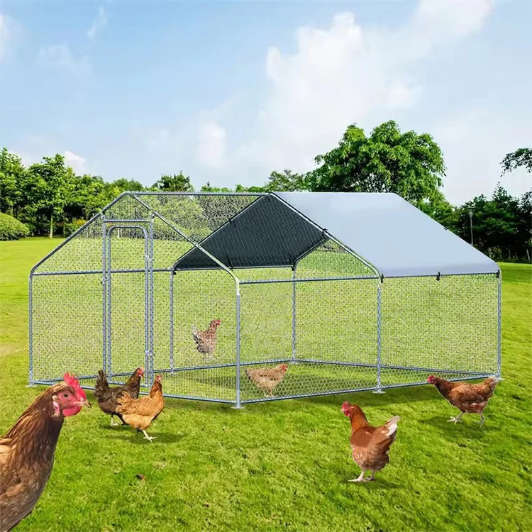 Walk-In Chicken Coop Enclosure 9.84x13.12x6.56FT with Cover Outdoor Chicken Coop Oasis Select