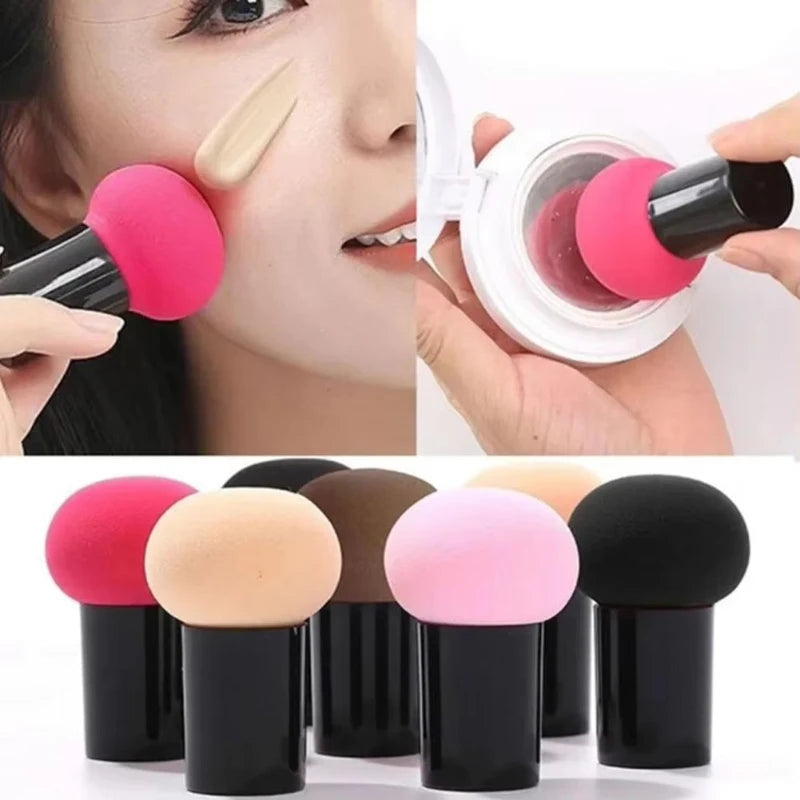 1/2pcs Color Mushroom Head Cosmetic Puff With Protective Cap Loose Powder Foundation Puff Air Cushion Sponge Makeup Egg Makeup Oasis Select