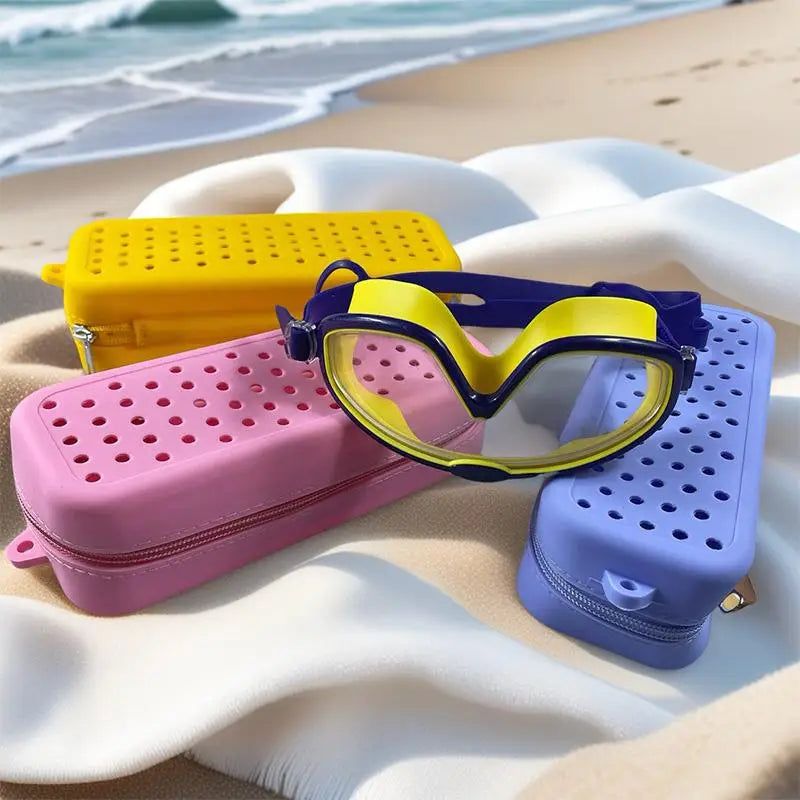 Portable Silicone Swim Goggle Case Perforated Breathable Eyeglasses Storage Bag Durable Swimming Goggles Protection Travel Use Oasis Select