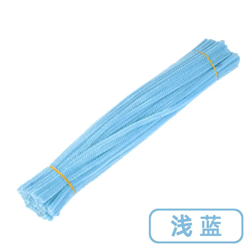 100pcs Set Plush Chenille Craft Sticks Flexible Twisted Wire Strips DIY Handmade Making Materials Creative Hobby Supplies Oasis Select Macaron light blue