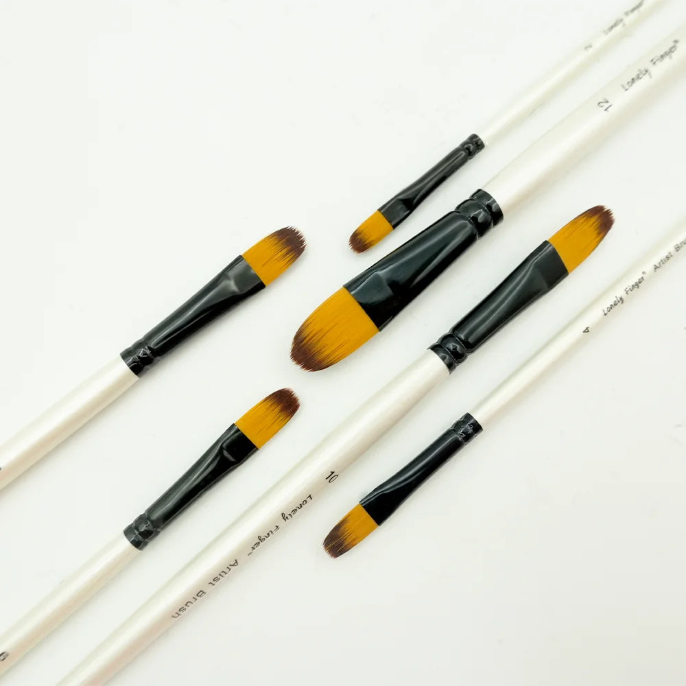Filbert Paint Brushes Set,6 PCS Different Sizes Artist Brushes For Watercolor Acrylic Gouache Oil Ink Details Professional Filbe Oasis Select WHITE