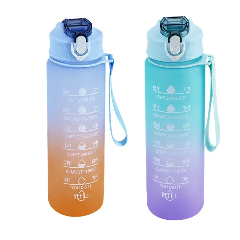 900ML Sports Water Bottle with Time Marker Leak-proof Cup Motivational Portable Water bottle Sport Fitness BPA Free Oasis Select BlueGreen-2Pcs 900ml