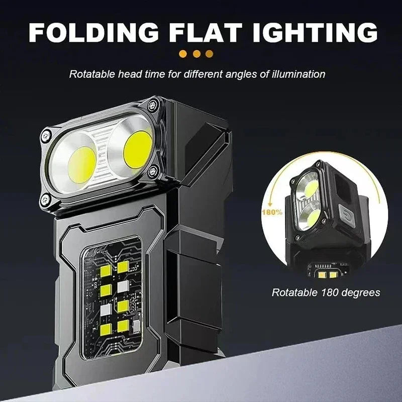MINI USB Rechargeable LED Flashlight Portable Tail Magnet Flashlight Super Bright Camping Lantern Side COB Emergency Light Oasis Select