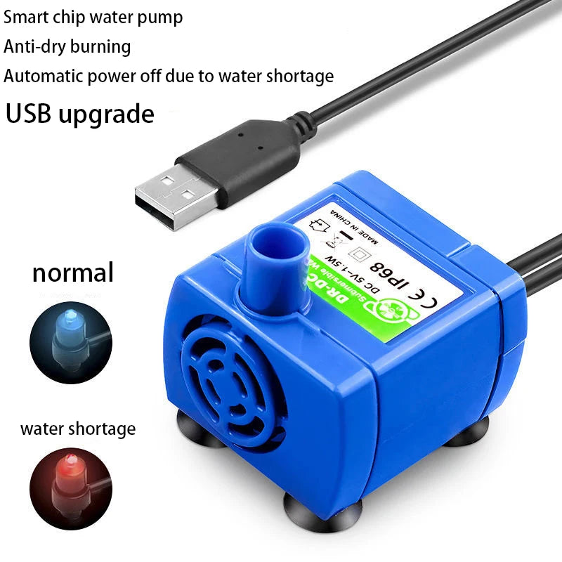 Pet USB Water Pump LED Light Pet Cat Water Fountain Motor Accessories Replacement for Cat Flowers Drinking Bowl Water Dispenser Oasis Select size3