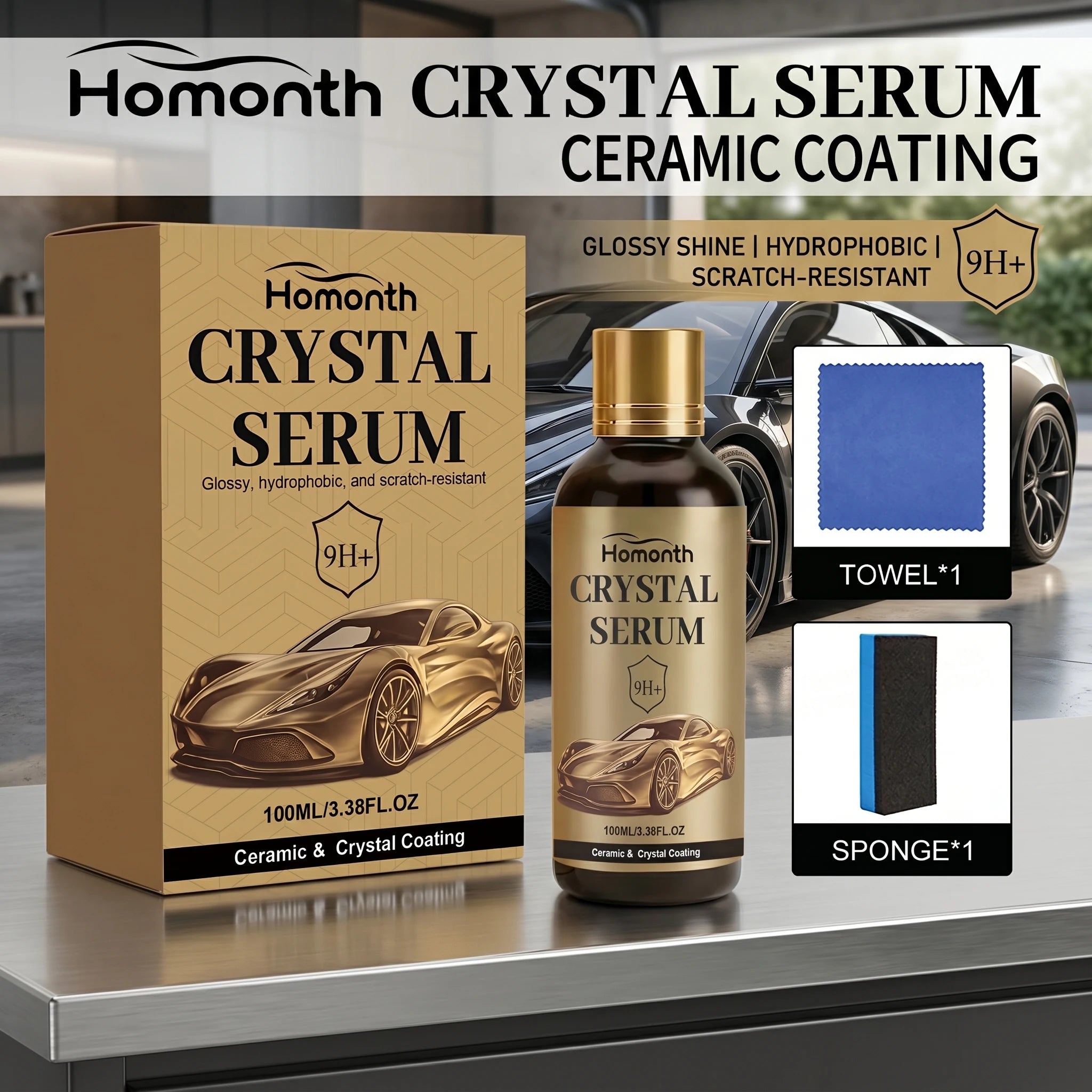 Automotive Ceramic Coating Kit for Paint Protection and Gloss Enhancement Hydrophobic, Scratch-Resistant Paint Coating Agent Oasis Select