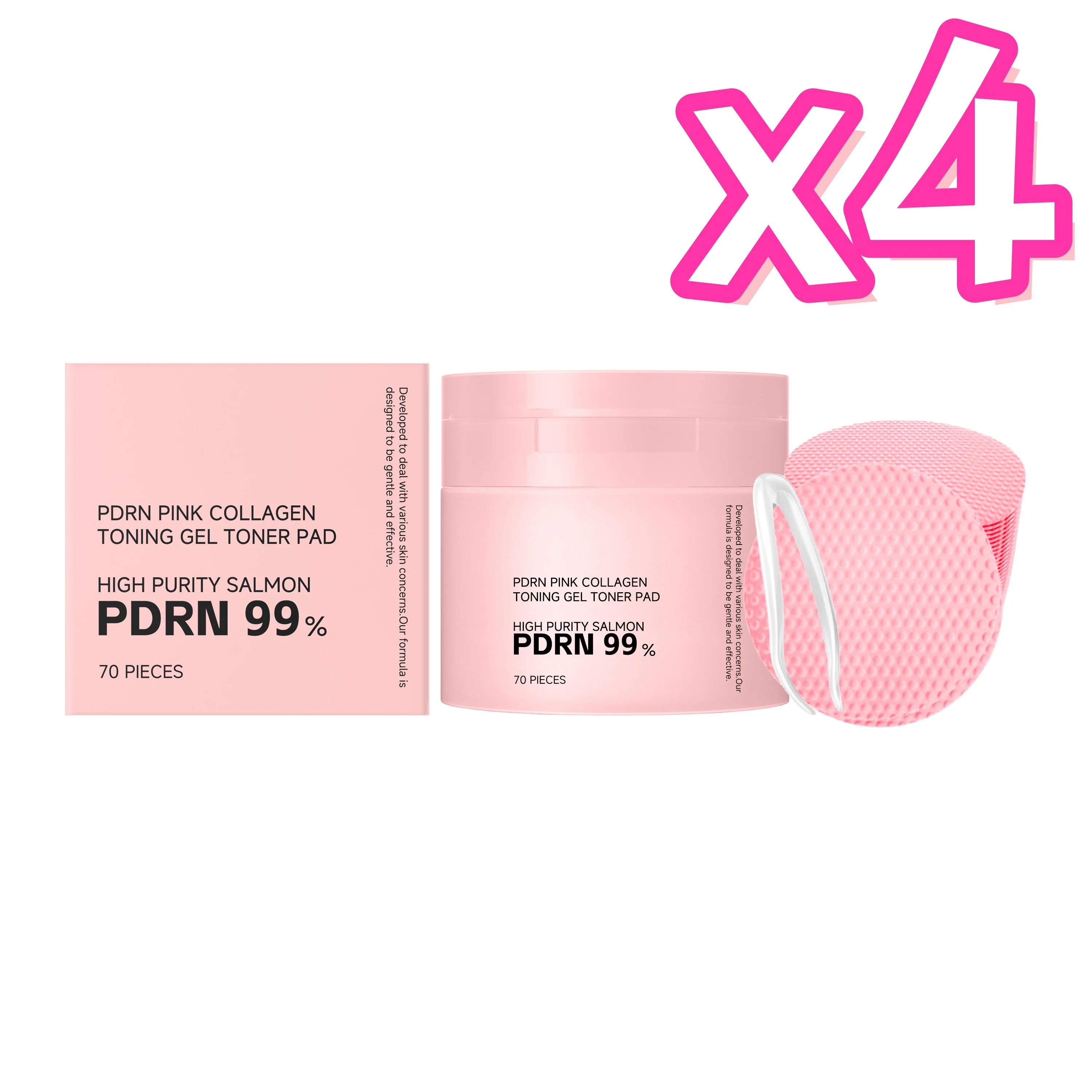 PDRN Collagen Toner Pads Repair Skin Barrier Calm Redness Hydrate Skin Reduce Skin Fine Lines Brighten Dullness Facial Toner Pad Oasis Select 4 x 70pcs Boxed