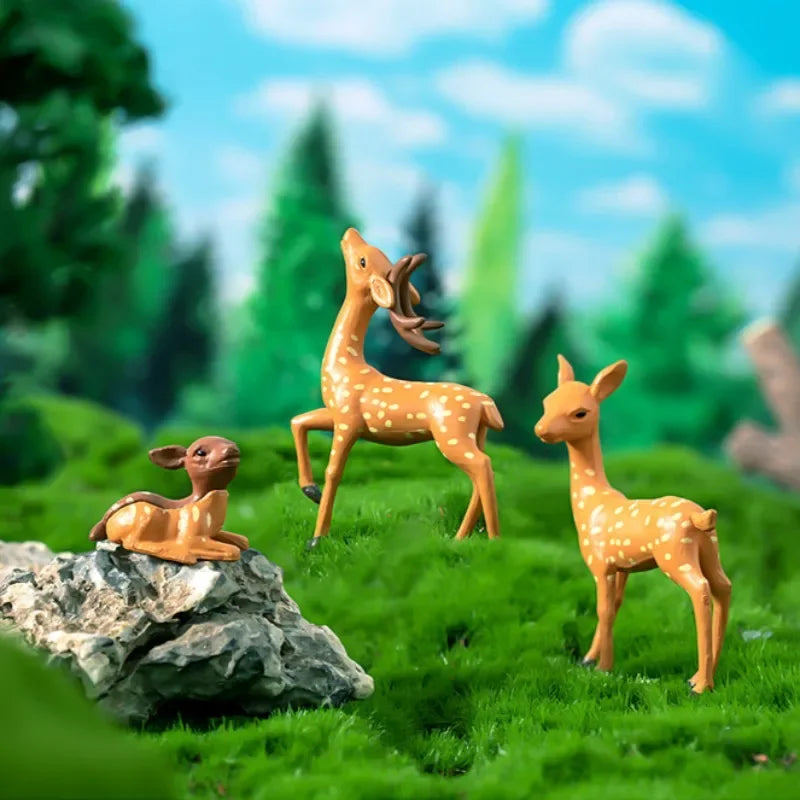 Mini Deer Realistic Elk Figurine Woodland Animal Figurines Desktop Model Collection Party Favors Educational Learning Toys Oasis Select