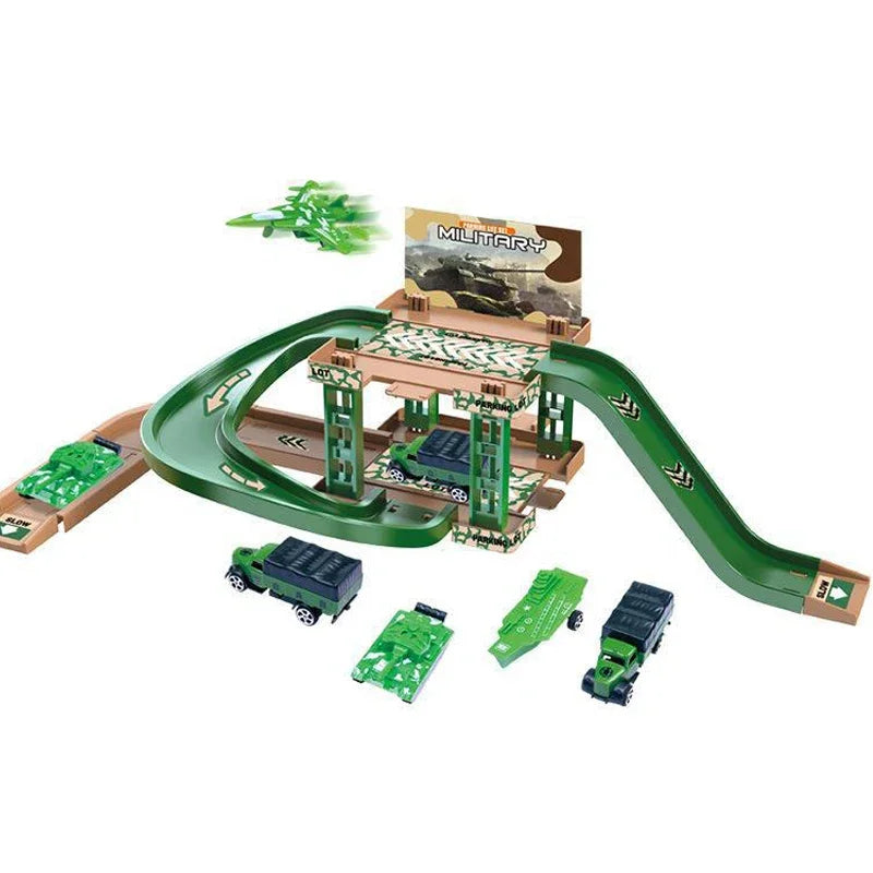 Kid Rail Parking Lot Toys Dinosaur Car Parking Building Model Simulation Fire Police Engineering Vehicle Toy Boys Birthday Gifts Oasis Select