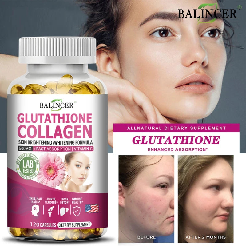 Glutathione 500mg Supplement – Collagen & Antioxidant Support