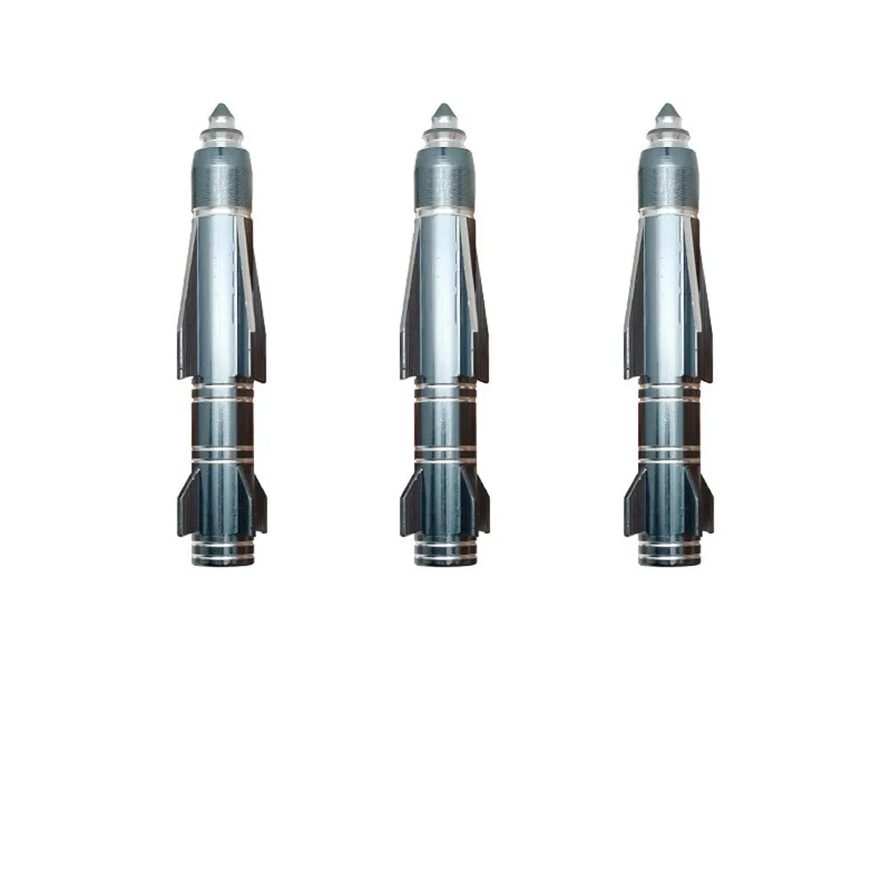 4Pcs 70mm Rocket Valve Caps, Aluminum Alloy Dustproof and Waterproof Tire Valve Stem Caps, for Cars, Trucks and Motorcycles Oasis Select Grey-4Pcs
