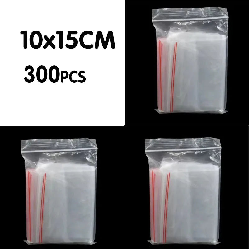 100/200/300pcs Small Zip Lock Plastic Bag Reclosable Transparent Bag Shoe Bag Vacuum Bag Poly Clear Bags Thickness 0.05mm Oasis Select 10x15CM 300pcs