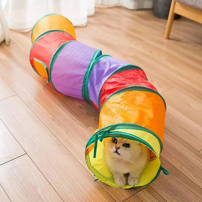 Collapsible Cat Play Tunnel Portable Interactive Entertainment Tube Multifunctional Toy for Kitten Puppy Daily Play Oasis Select