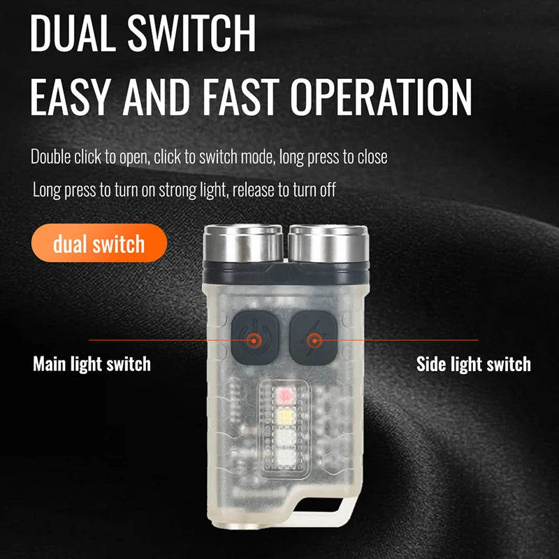Multifunctional Mini V3 EDC Keychain Flashlight Super Bright Portable Waterproof LED Torch Type-C Rechargeable Pocket Lantern Oasis Select