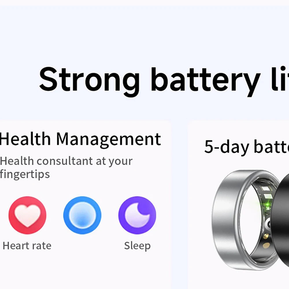 Colorful Smart Ring Women Men Couple SmartRing Heart Rate Monitor Waterproof 100+Sport Modes Super Light Skin-friendly Wristring Oasis Select