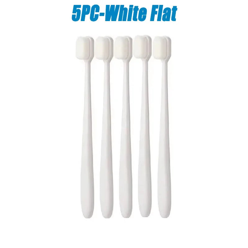 5/10Pcs Ultra Fine Soft Toothbrush, Million Nanometer Bristle Toothbrush, Deep Cleaning Teeth, Portable Oral Care Brush Oasis Select 5PC-White Flat