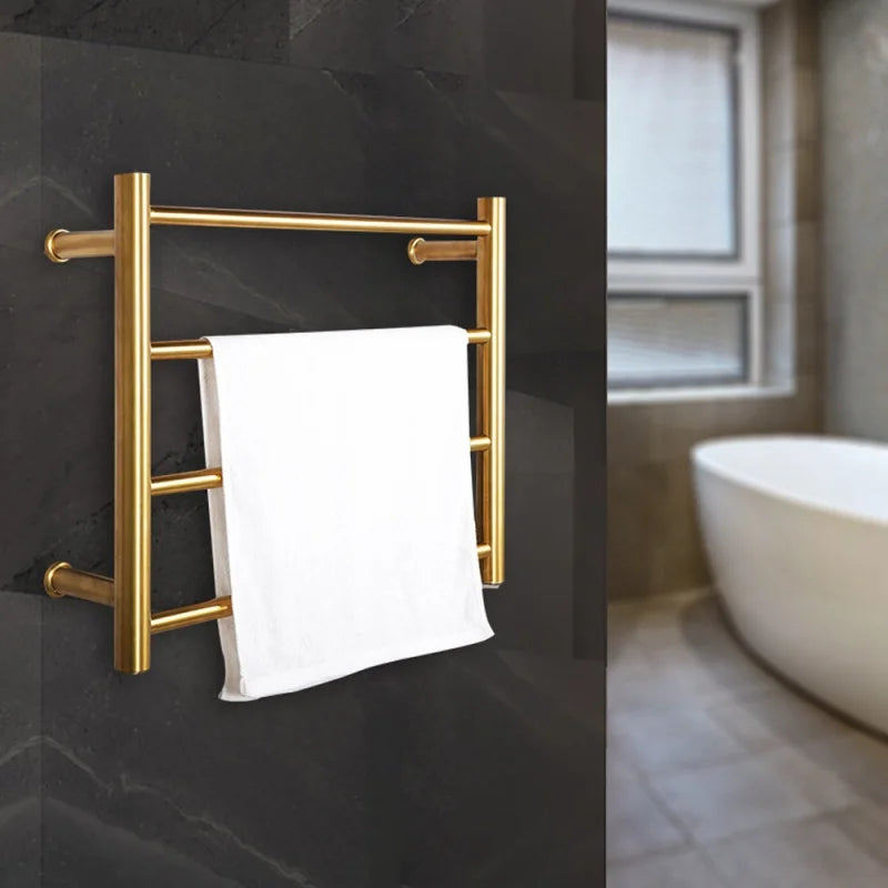 Gold Electric Towel Rack Electric Rail 4 Bars Ladder 304 Stainless Steel Clothes/Towel Warmer Rack Drying Rack For Bathroom Oasis Select
