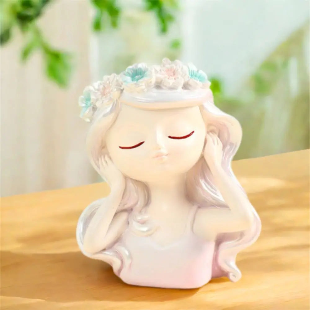 Durable Cute Fairy Head Plant Pot Resin Crafts Handmade Succulents Flower Pot Cartoon Waterproof Figure Planter Garden Courtyard Oasis Select