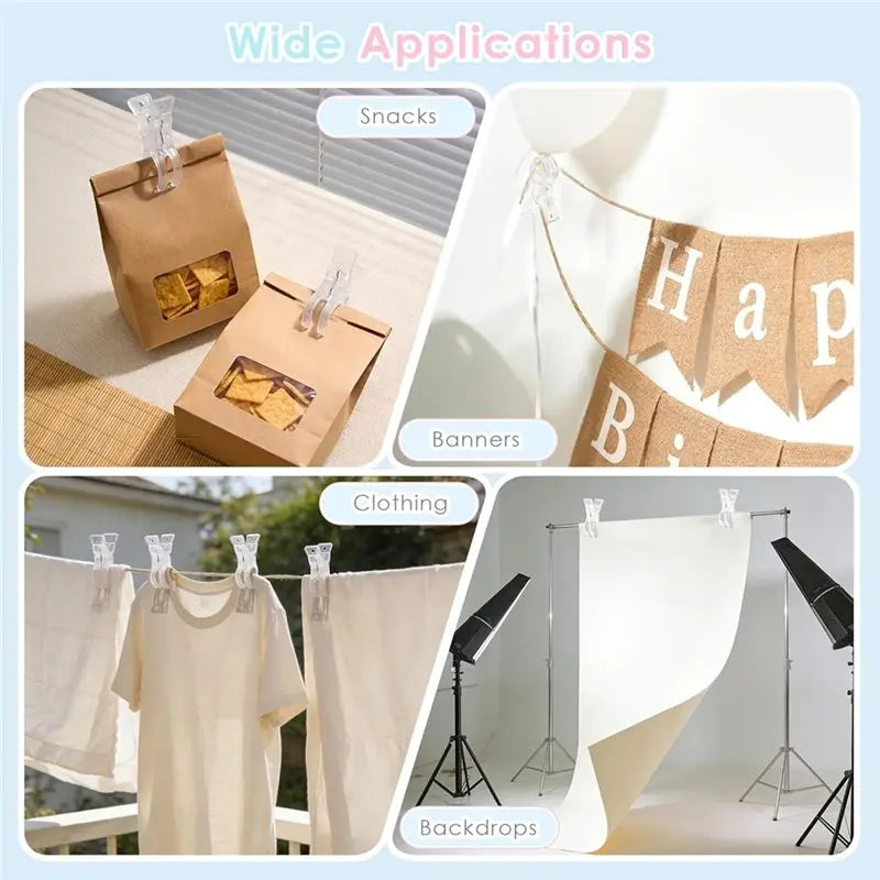 2026-WISH Spring Clamps, 3.5 Inch Clear Plastic Clips 10 Pcs For Balloon Arch Backdrop Craft Decoration, Design Oasis Select