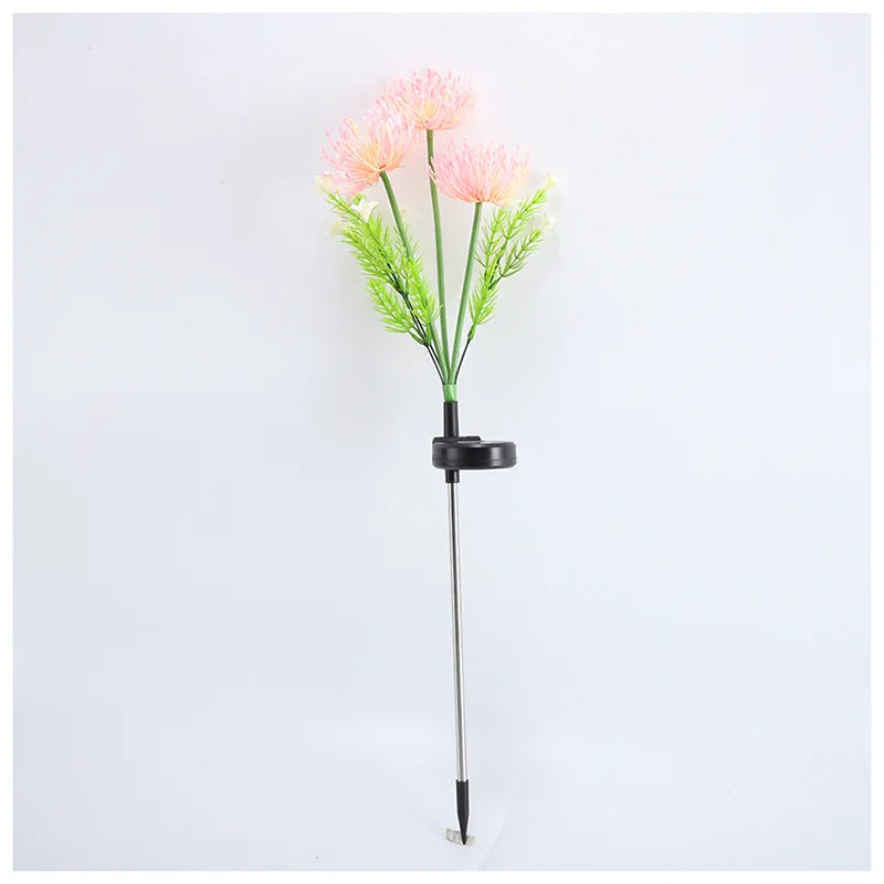 Led Solar-powered Red Spider Lily Simulation Flower Ground Insert Light Outdoor Courtyard Decoration Lawn Light Illumination Oasis Select Pink flower