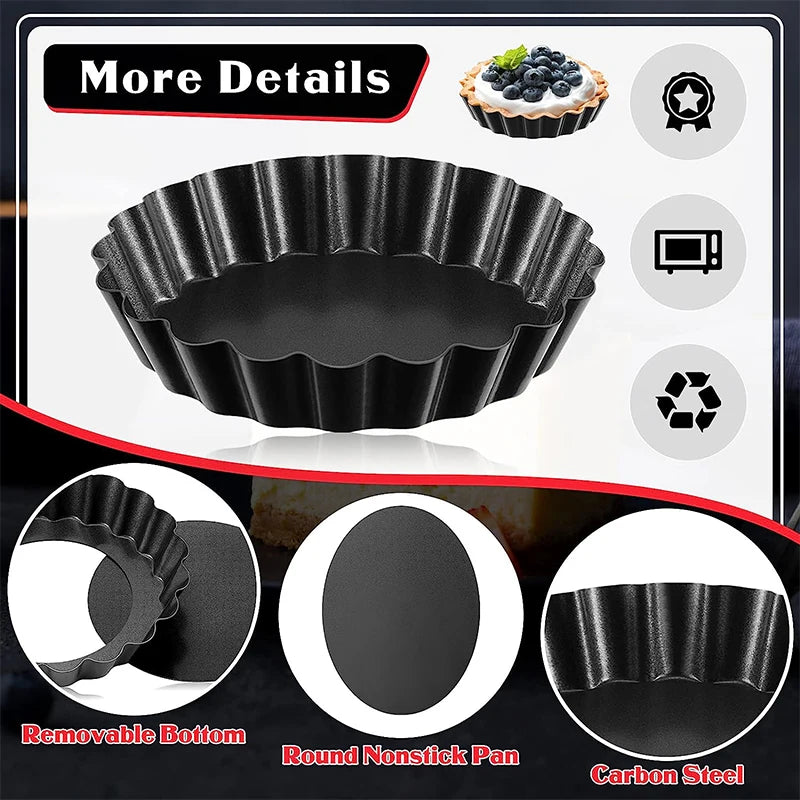 Mini Tart Pans 8cm Non-Stick | Removable Bottom Egg Tart Molds Tart Baking Molds Oasis Select