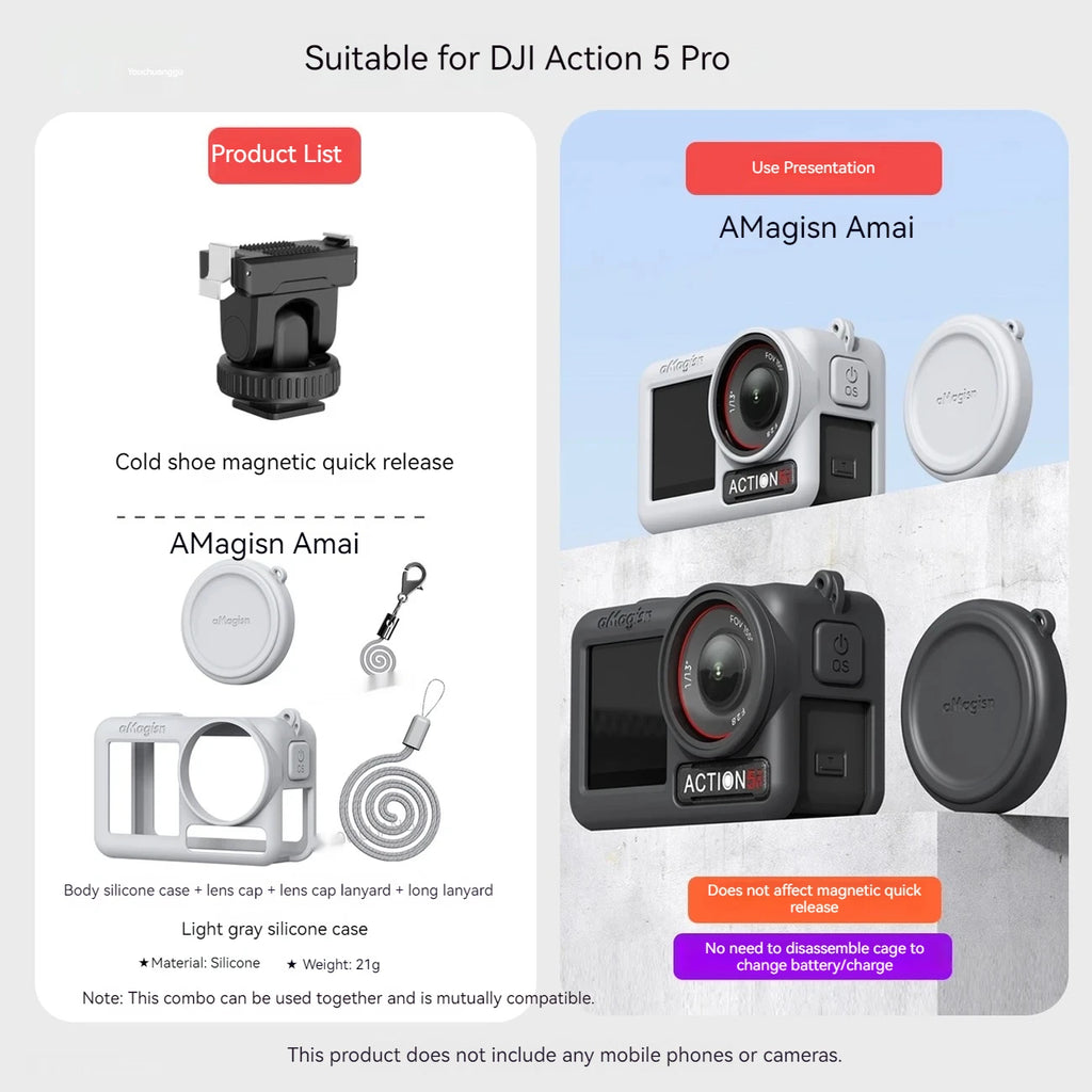 DJI Osmo Action 3/4/5 Pro Magnetic Quick Release Mount Adapter