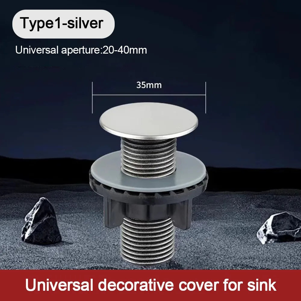 Durable Anti-leakage Faucet Hole Cover Water Stopper Drainage Seal Kitchen Sink Plug Washbasin Decorative Plug Oasis Select Type1-silver
