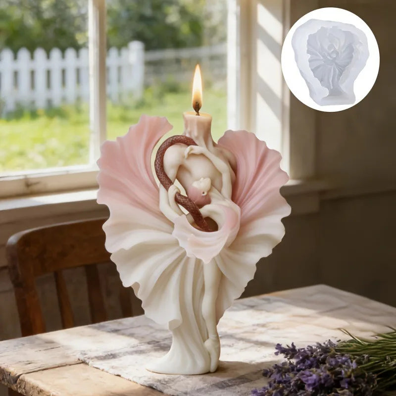 3D Dancing Lady With Snake Silicone Mold Aromatherapy Candle DIY Tool Plaster Resin Ornament Making Mould Home Decor Crafts Oasis Select