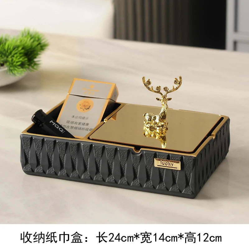 Household simple living room light luxury creative office fly ash ashtray tissue box desktop decoration storage accessories Oasis Select C