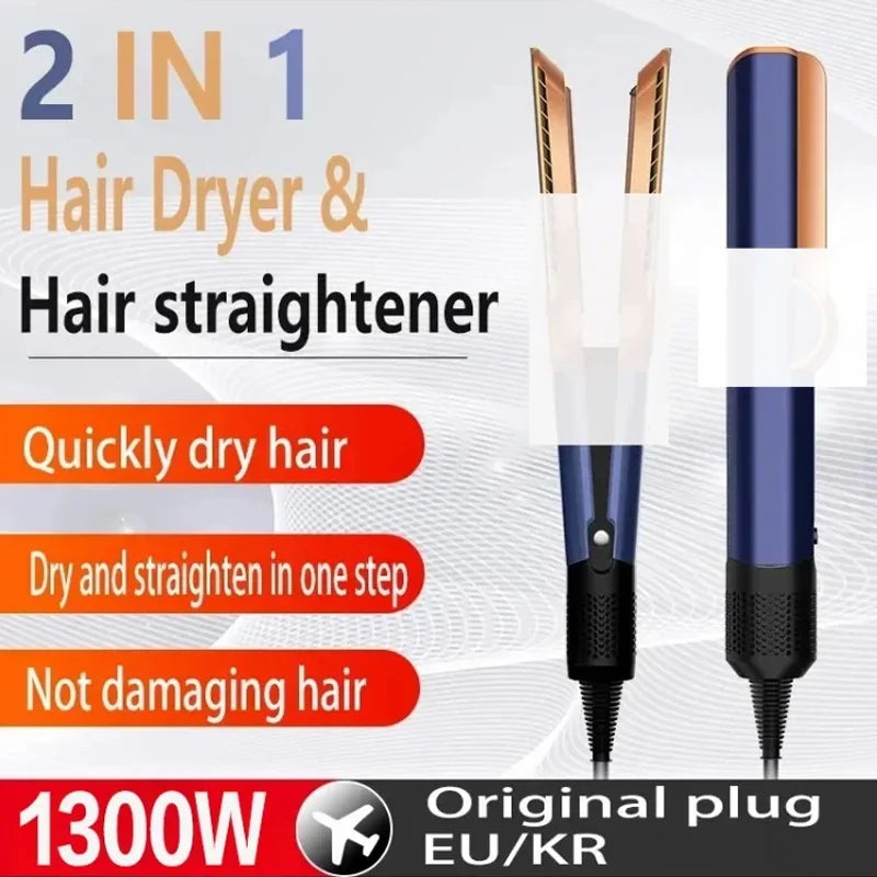 2-in-1 Negative Ion Hair Dryer Multi-Function Straightener Long-Lasting Styling Tool Straightener for Wet or Dry Hair Oasis Select Blue China Mainland KR