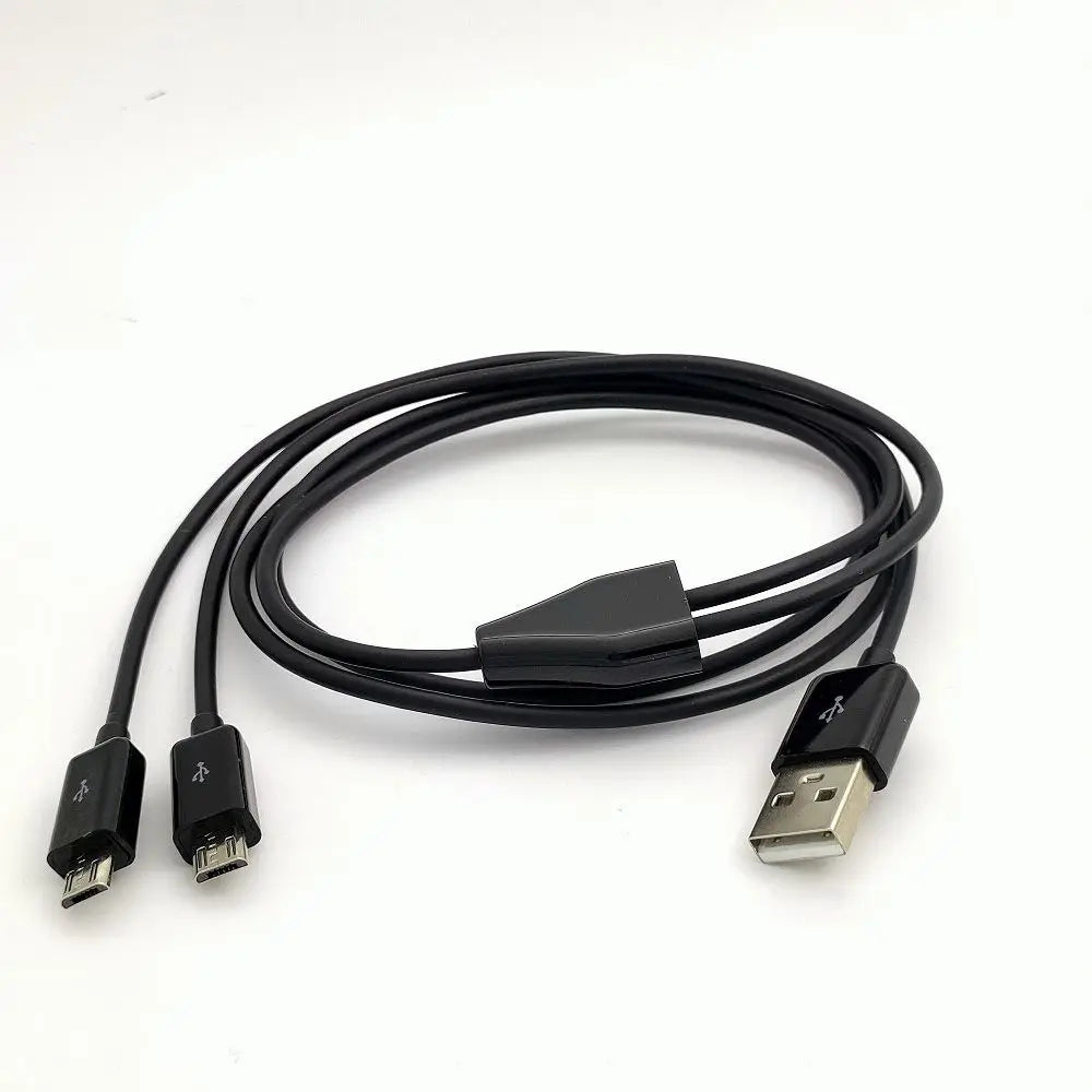 Micro USB To USB 2 Port Micro USB Cable 2 Port Y Splitter Y Splitter Charging Cable Multifunction Dual 2 in 1 Cord Cables Wire Oasis Select black-1m