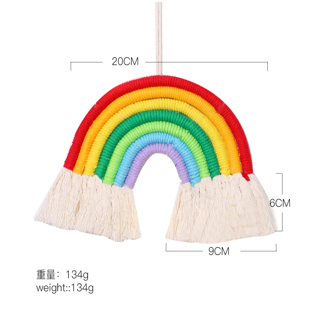 Rainbow Pendant Children's Room Decoration Woven Fringe Decoration Woven Tapestry Rainbow Room Pendant Room Decor Oasis Select Colorful