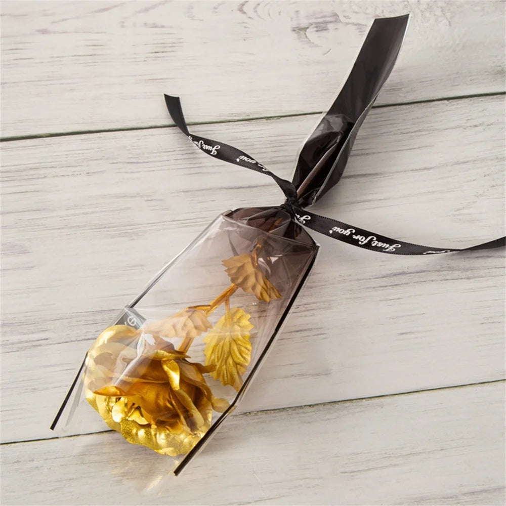 24K Gold Foil Eternal Rose Artificial Flowers Wedding Christmas Valentine's Day Decoration Mother's Day Gifts Fake Flower Oasis Select Gold